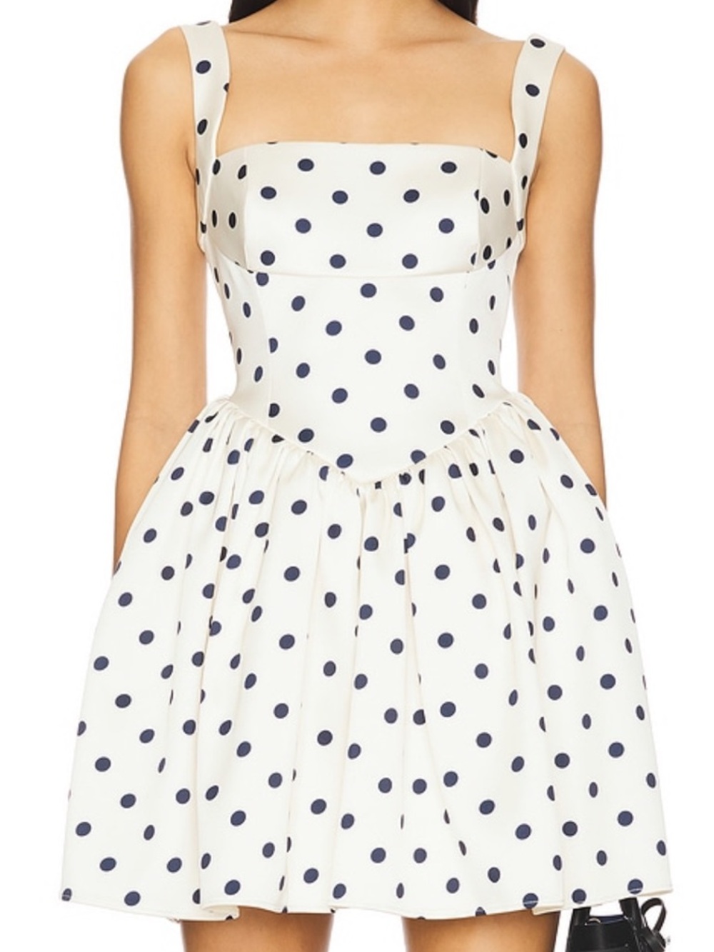 Self-Portrait Cream Polka Dot Satin Mini Dress